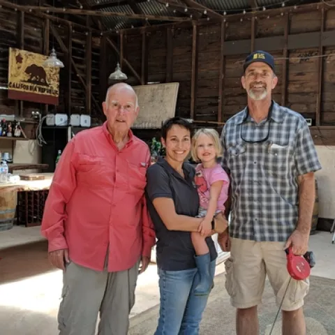 Governor Brown, Dani, Cora, and Franz take time out for a photo. Missing is Allan Fulton