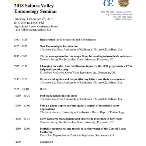 Entomology Seminar 2018 AGENDA vFIN revised