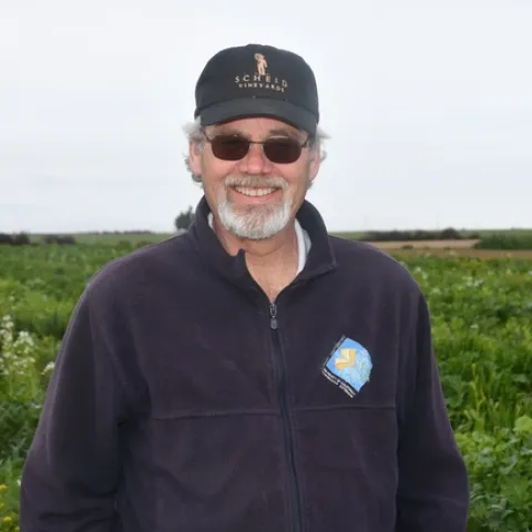 UCCE Master Gardener, Tim Sullivan, visiting CASI's NRI Project field in Five Points, CA. March 1, 2019.