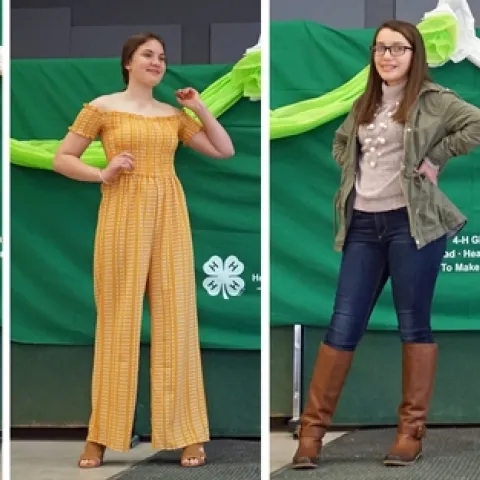 Left to right, 4-H'ers Ella Hood, Emmalee Balch, Diana Flores and Ashley McCann show outfits they put together for $40 or less.