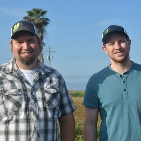 Andrew Molinar (left) and Keith Heidecorn of Locus Agricultural Solutions visit the NRI Project on May 17th 2019
