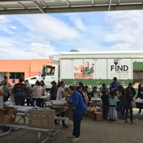 Food distribution at Cesar Chavez Elementary School