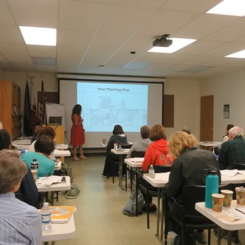 Workshop participants learn about landscape design basics.