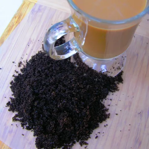 Coffee grounds for composting.