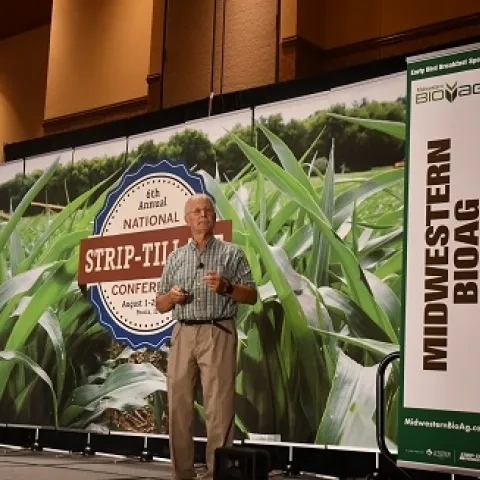 CASI’s Jeff Mitchell delivering presentation on “Changing the production landscape with smarter strip-till practices” at the 2019 National Strip-till Farmer conference in Peoria, IL, August 1st and 2nd 2019