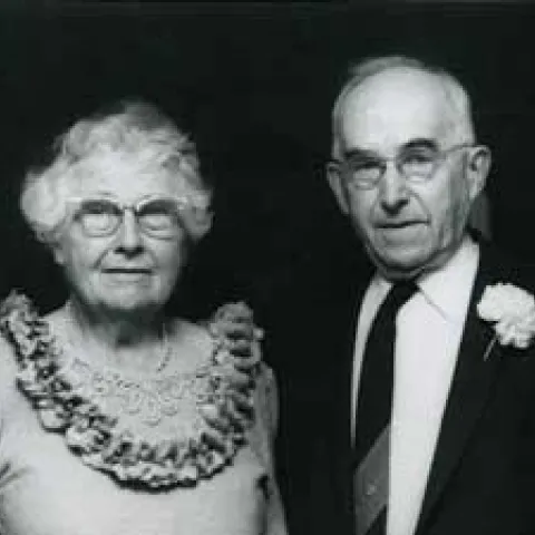 Tracy and Ruth Storer, photographed on Tracy's 80th birthday in 1968. The Storer Lectureship memorializes them.