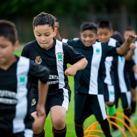 After school program - practicing soccer hurdles