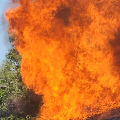 In reviewing the 117 studies, published in 68 different journals dating from 1979 to 2018 and encompassing 45 countries, the authors identified patterns of mainly negative impacts to pollinators and pollination from flooding, drought, and extreme heat. This image of a fire was taken in Davis. (Photo by Kathy Keatley Garvey)
