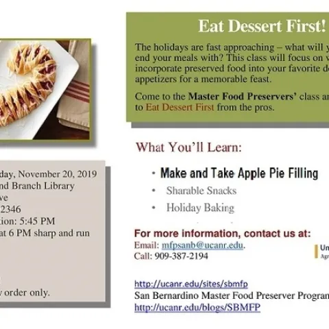 Nov 20 Eat dessert First class