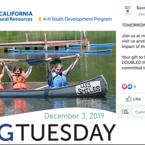 4-H Youth Development in Sacramento County had an outstanding photo to promote its program on Giving Tuesday.