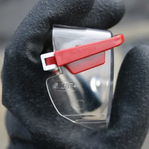 Figure 1. Few glyphosate product labels require that applicators wear "protective eyewear." In California, protective eyewear is mandatory when applying any product, even if the label doesn't require their use. Eyewear must meet impact resistance requirements with a rating of Z87+ identifiable on the eyewear.