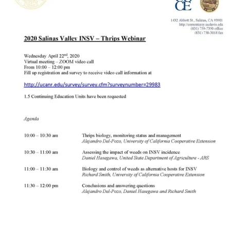 2020 INSV Thrips Seminar Flyer