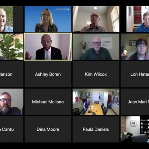 UC President Michael Drake (in yellow-outlined square) attended his first meeting with the PAC on Sept. 30.