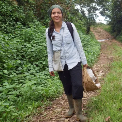 Estelí Jiménez-Soto, who will present a UC Davis virtual seminar, is shown here doing field research.