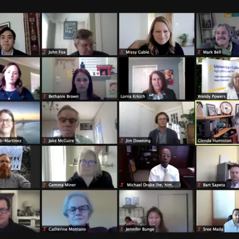 President Drake listens as UC ANR’s strategic planning team presented new 2020-2025 Strategic Plan and the 2020-2025 REC Strategic Framework.