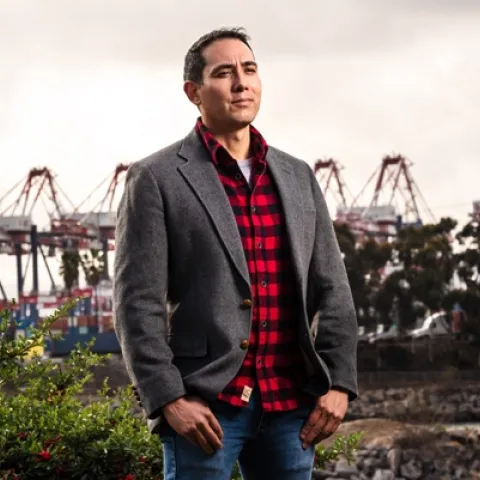 Michael Mendez at the Port of Long Beach. Photo by Keith Carlsen.