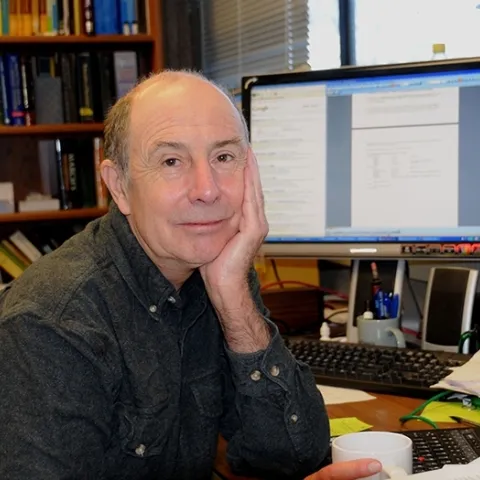 UC Davis distinguished professor Bruce Hammock in his office in Briggs Hall. (Photo by Kathy Keatley Garvey)