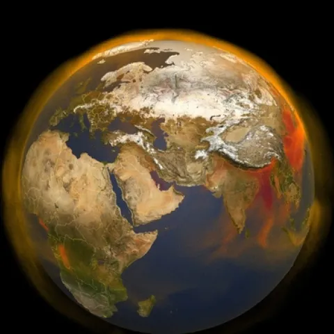 NASA created a three-dimensional portrait of methane concentrations around the world. Methane is the second largest contributor to greenhouse gases warming the earth, after carbon dioxide.