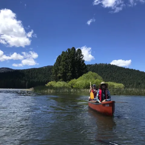 Mark Bell cools off with a canoe trip