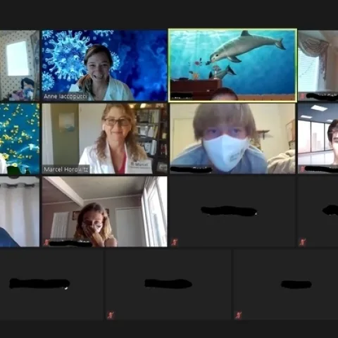 4-H advisors and 4-H youth wearing face masks shown in Zoom gallery view.