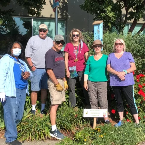 UCCE Master Gardeners enjoying their work at the Children's Garden