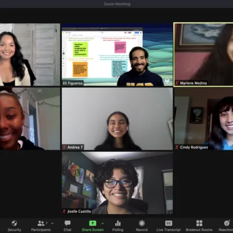 Screen shot of a ZOOM meeting with 5 teen leaders and two YPAR coordinators