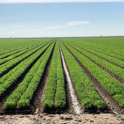 Carrot field under furrow irrigation system in the Imperial Valley