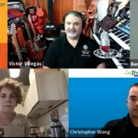 Clockwise from top left: Ricardo Vela, Victor Villegas of Oregon State University, Bertha Felix, Christopher Gomez Wong and Beatriz Nobua-Berhrmann. The panelists, who all identify as Hispanic, discussed their varied ancestry on Sept. 15 for "One size doesn't fit all."