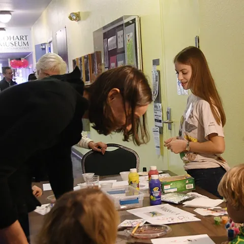 Gwen Erdosh volunteering at a Bohart Museum of Entomology open house in 2019, the year she enrolled as an entomology major. (Photo by Kathy Keatley Garvey)