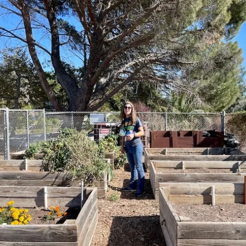 Jackie in the vegetable garden