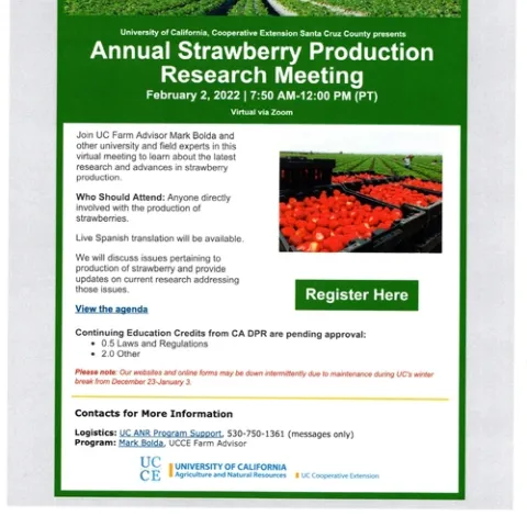 2022 UCCE Strawberry Meeting Announcement