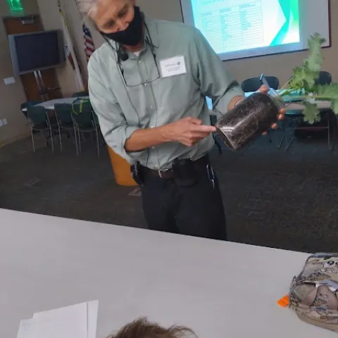 Jeff Ford in action teaching about growing veggies at Hesperia Library