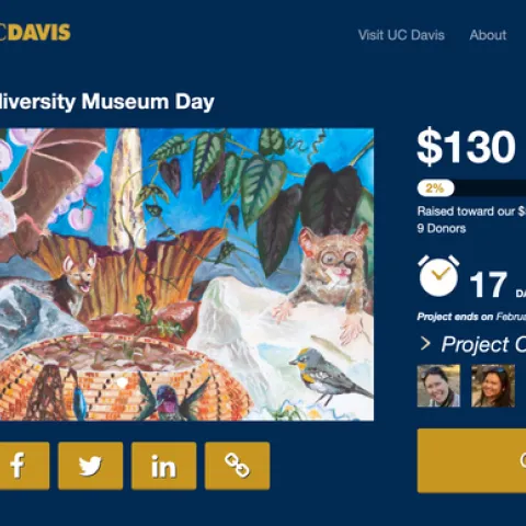A newly announced UC Davis Crowdfunding Project will help support the UC Davis Biodiversity Museum Day. Crowdfunding ends at 11:59 p.m., Feb. 28.