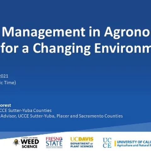 Weed Management in Agronomic Crops for a Changing Environent cover slide
