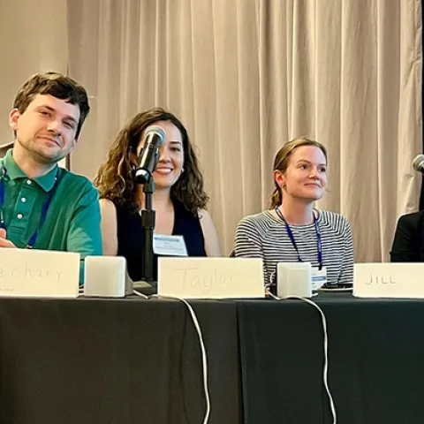 The 2022 UC Davis Entomology Games Team at the regionals: (from left) captain Zachary Griebenow, Erin "Taylor" Kelly, Jill Oberski and Madison Hendrick. (Photo by Tolulope Morawo)