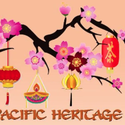 Asian Pacific Heritage Month illustration contains different kinds of Asian lanterns