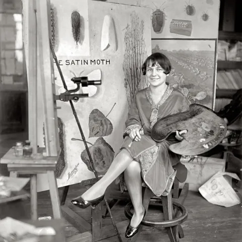 Mary Foley (later Mary Foley Benson) at work as a scientific illustrator with the USDA. This image was taken in 1926 when she was 21.