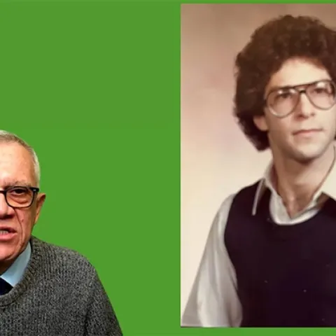 In this screen shot, UC Davis distinguished professor Walter Leal, who is organizing and coordinating the series of UC Davis New Emeriti Distinguished Lectures talks about a young Harry Lewin.
