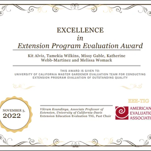 AEA Award certificate