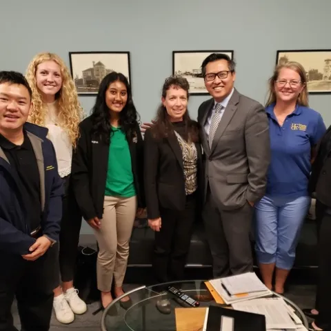 ANR Advocacy day in Sacramento. Team Megaro (L to R) Zheng Wang, Lara Schroeder, Magna Nayar, Deanne Meyer, Assembly member Vince Fong (32nd District) , Susie Kocher and Anne Megaro.