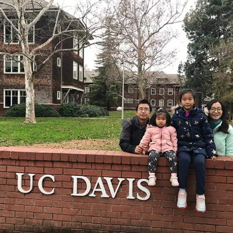 Maojun Jin, shown here with his family, served a year (September 2019 to September 2020) as a visiting scholar in the Bruce Hammock laboratory, UC Davis Department of Entomology and Nematology. He is now a professor in the Institute of Quality Standards and Testing Technology for Agro-Products, Chinese Academy of Agricultural Sciences.
