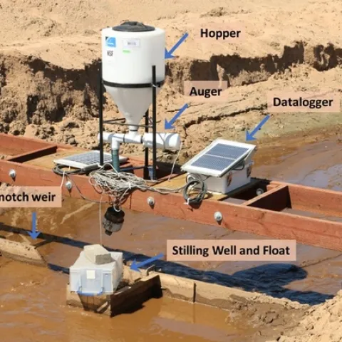 Figure 2. Applicator for dosing granular PAM into drainage ditches.