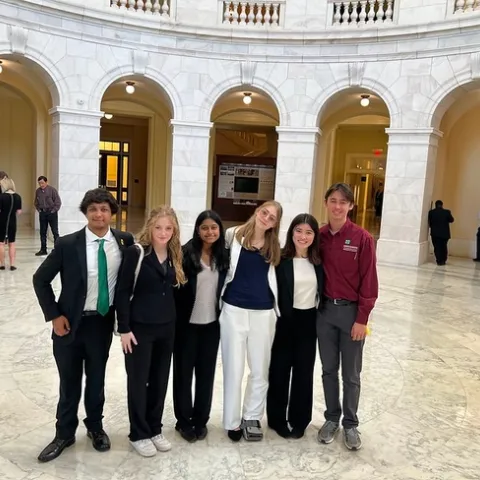 Six 4-H youth in the Congressional offices rotunda in Washington D.C.