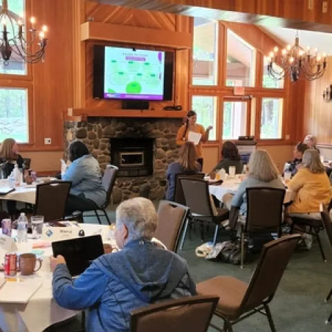 Meeting room of attendees at the Granlibakken in Tahoe City.