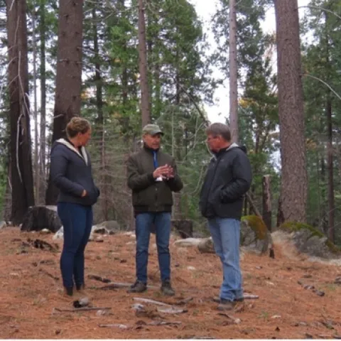 Left to right: Fire Network Director Lenya Quinn-Davidson, tour participant, and UC Berkeley Professor Scott Stephens. Credit: G.Dean