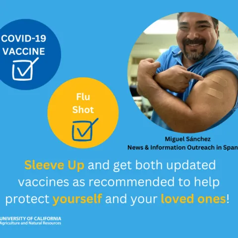 COVID-19. Flu shot. Sleeve UP and get both updated vaccines as recommended to help protect yourself and your loved ones!