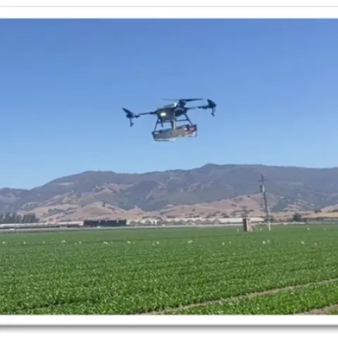 In-field drone release of green lacewing eggs and predatory mites