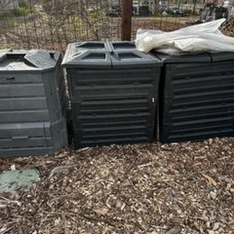 Photo of three compost bins