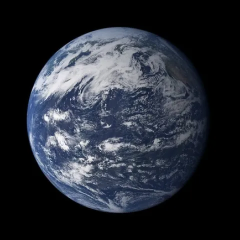 The earth in space.