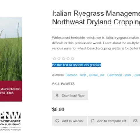 PNW778, Italian Ryegrass Management in Inland Pacific Northwest Dryland Cropping Systems
